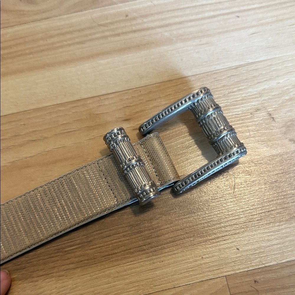 Carlisle Tan Belt with Textured Silver Buckle